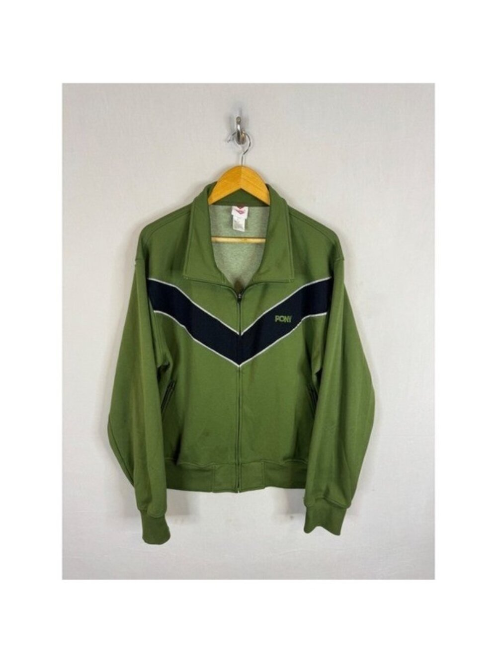 Pony Mens Olive Green Chevron Stripe Full Zip Track Jacket 2XL RN111733